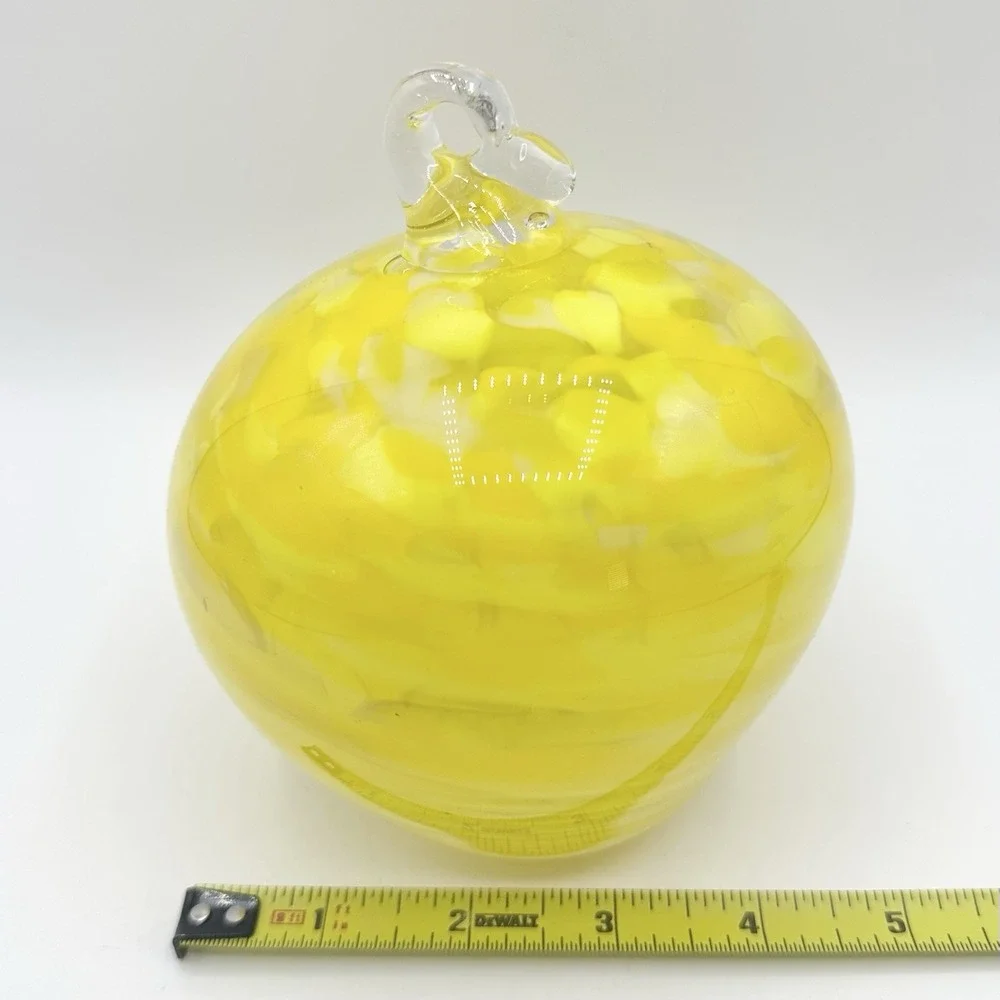Hand Blown Yellow Art Glass Orb Boise ID USA Part Of Bird Feeder?